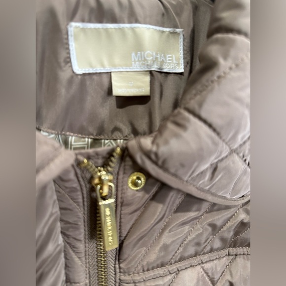 Michael Kors Women's Quilted Belted Coat Anorak Truffle SZ-M - Picture 5 of 12